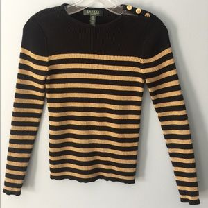 Ralph Lauren’s Black with Gold Strips Sweater